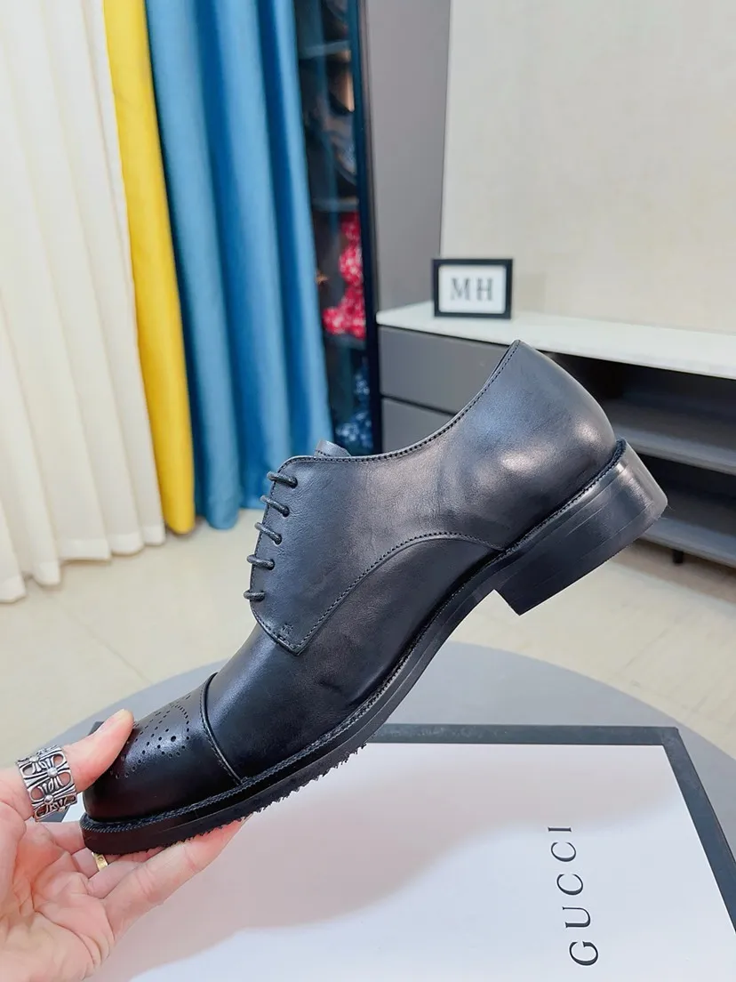 Men's Men's Shoes 💰458🌹🌹【GUCCI】The most popular classic Gucci leather shoes. Synchronized with the official website, the upper is made of Italian open-sided pig➕cow leather lining, with unique brand and unique craftsmanship. Highlighting the hot style of the new year. Stop hesitating, stop wandering, get it now. Number: 38--44, 45 46 can be customized